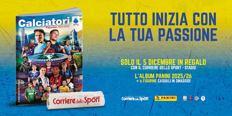 Panini 25/26: l'album di calciatori in omaggio al Corriere dello Sport‑Stadio il 5 dicembre
