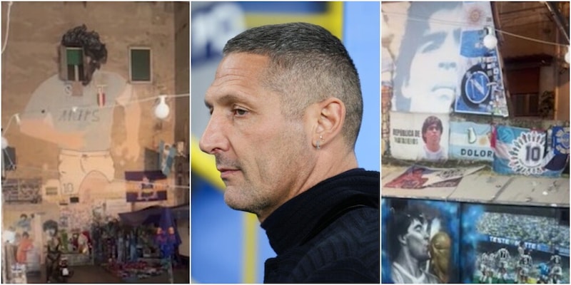 Materazzi in video davanti al murale di Maradona nei Quartieri Spagnoli